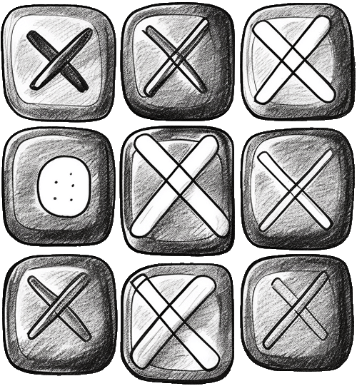 Hand Drawn tic tac toe gameboard